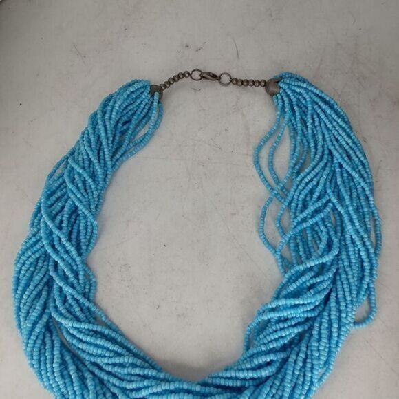 Necklace of many strands of turquoise‎ seed beads - Picture 4 of 6